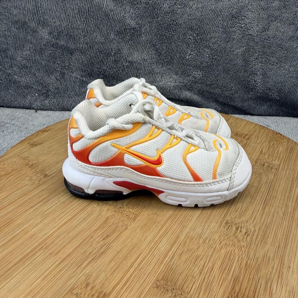 Nike Air Max Plus Shoes Toddler Size 8C White Orange Running Sneakers FN4018-100